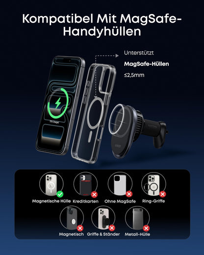 Anker Prime MagSafe Autoladegerät, Qi2 25W, Lüftungshalterung
