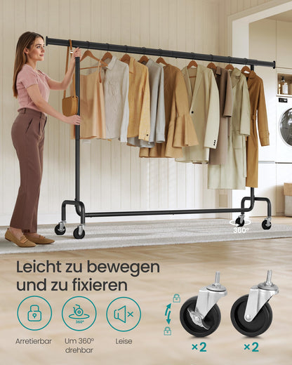 SONGMICS Kleiderständer auf Rollen HSR176B01, ausziehbar, 110 kg