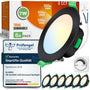 ALUSSO LED Einbaustrahler 230V dimmbar schwarz 68mm 7W IP44, 6er Set mit flacher runder Bauform