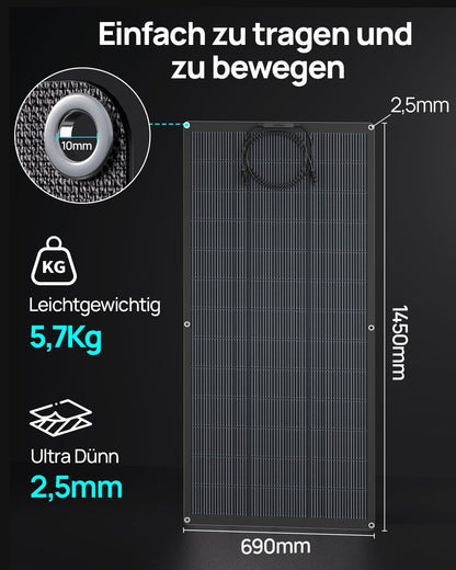 ECO-WORTHY Flexibles Solarpanel 200W ETFE monokristallin 18BB