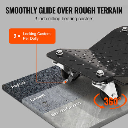 VEVOR Tragbarer Reifenwagen Notfallwagen 4er Set 3000 kg Schwarz
