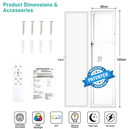 Oraymin LED Panel Deckenleuchte dimmbar RGB – 120x30cm 40W