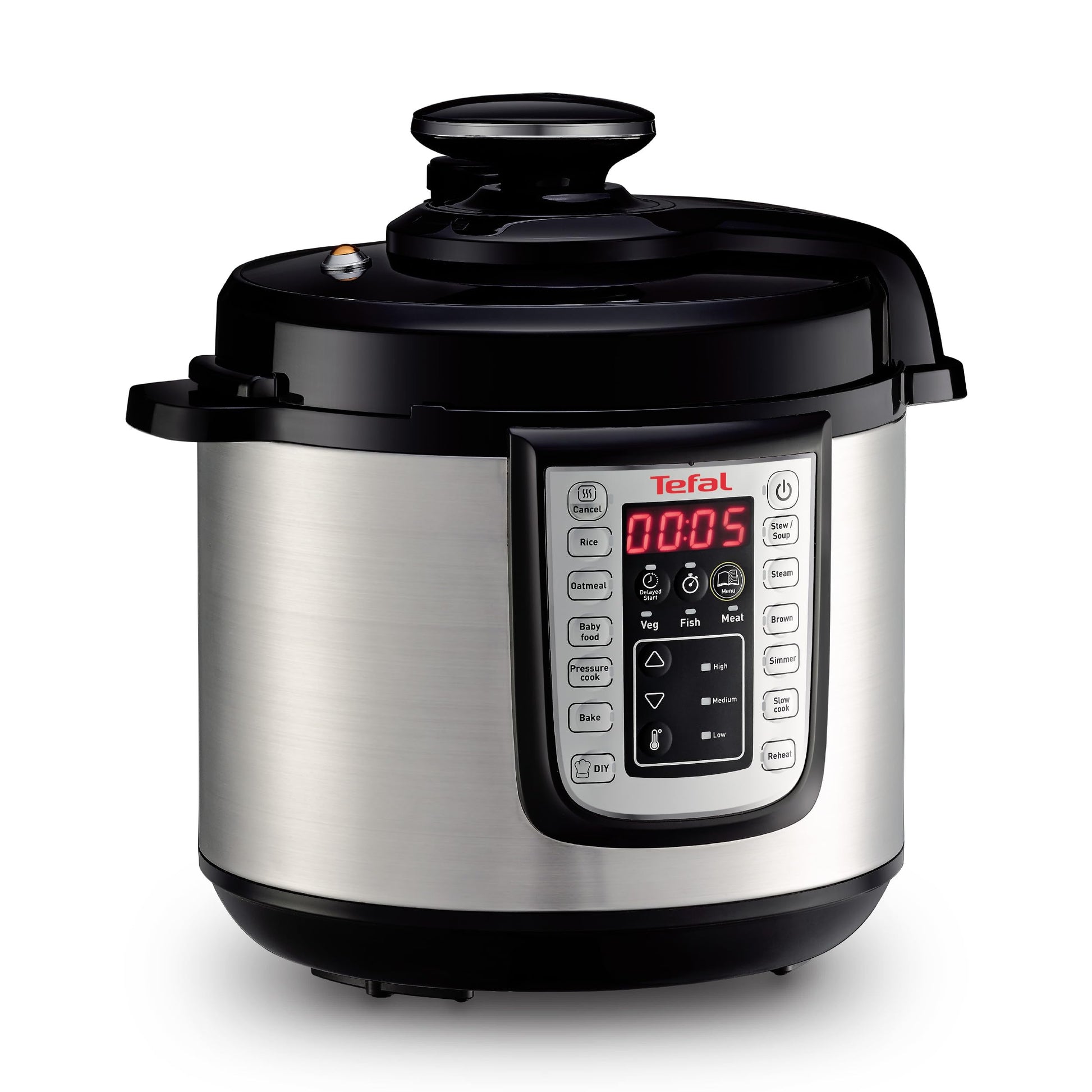 Tefal Fast & Delicious CY505EF0 Multikocher, 6 L, schwarz/Edelstahl, elektrischer Schnellkochtopf