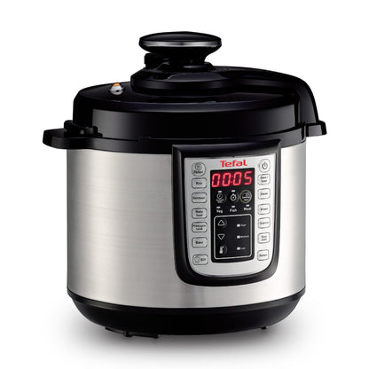 Tefal Fast & Delicious CY505EF0 Multikocher, 6 L, schwarz/Edelstahl, elektrischer Schnellkochtopf