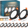 YindaLux LED Einbaustrahler 230V dimmbar 5W IP44 schwarz 10er Set, flach und rund, für den Deckeneinbau