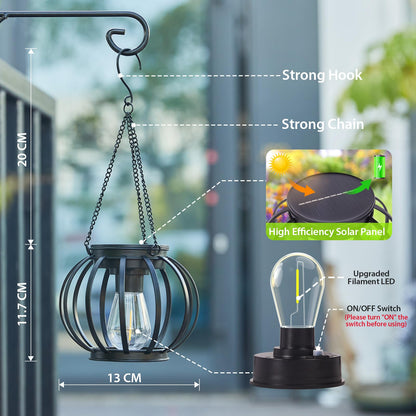 BUCASA Solarlampen für Aussen hängend, 4 Stück Metall-Laternen IP65