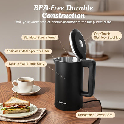 Aigostar Smart Wasserkocher mit Temperatureinstellung, 1,7 L, schwarz