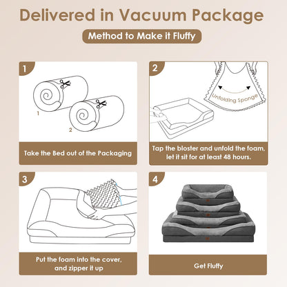 EHEYCIGA Orthopädisches Hundebett Grosse Hunde - Grau, 106.5x76x18.5cm