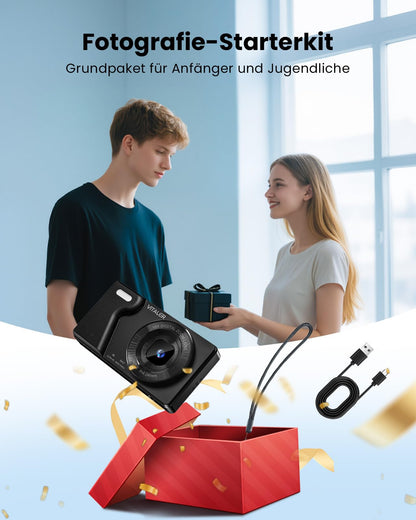 Vitaler A61 Digitalkamera 64MP 4K Kompaktkamera mit Doppelobjektiv