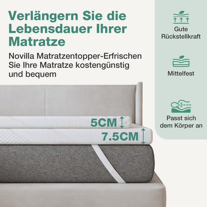 Novilla Matratzentopper 90x200 cm Gel Memory Foam 5 cm Höhe