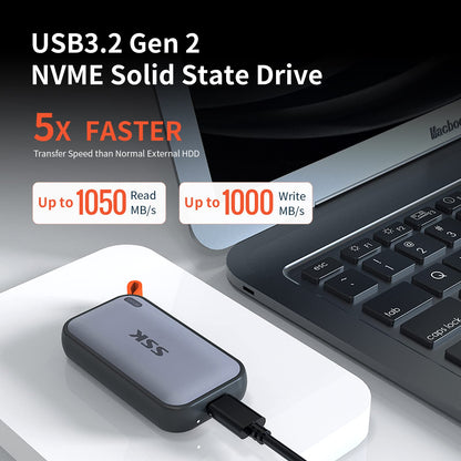 SSK Tragbare Externe NVME SSD USB 3.2 Gen 2 - 500GB
