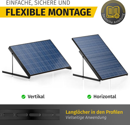Avoltik Solarpanel Halterung 2er Set aus Aluminium, 0-90°, bis 114 cm