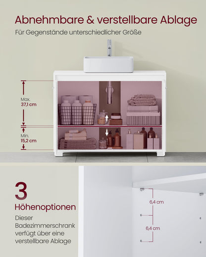 VASAGLE Waschbeckenunterschrank BBK515W01 Badezimmerschrank weiss