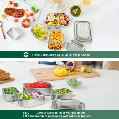 Awaiymi Edelstahl Lunchbox 4er-Set, auslaufsichere Brotdosen