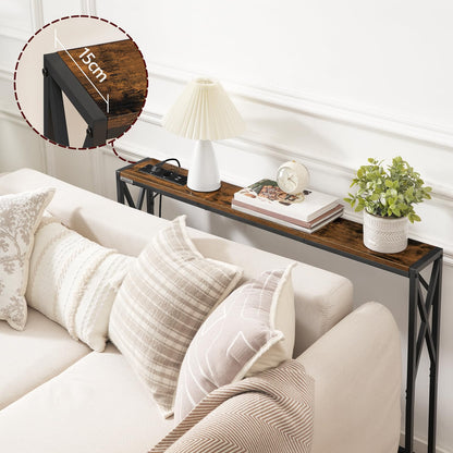 MAHANCRIS Konsolentisch mit Ladestation Vintagebraun/Schwarz