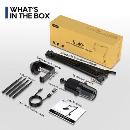 FDUCE SL40+ Dynamisches USB/XLR Mikrofon – Galgenarmständer Set