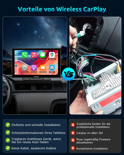 ESSGOO 9 Zoll IPS Carplay Display - Apple CarPlay & Android Auto