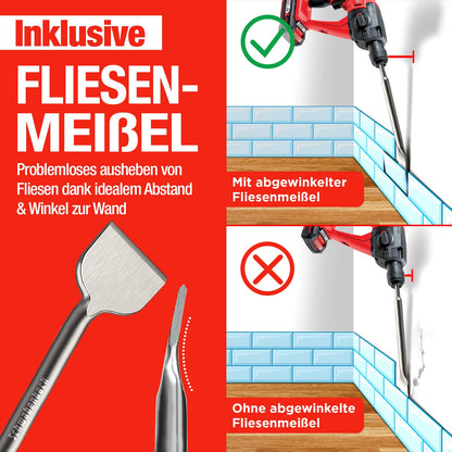 SCHWABENBACH SDS Max Meissel-Set 400 mm 4-teilig mit Fliesenmeissel