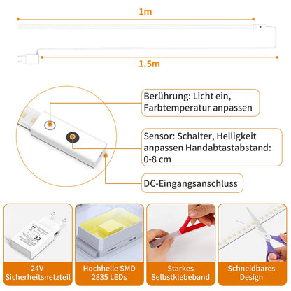 SIBI LIGHTING LED Unterbauleuchte NC301, 1 m, dimmbar, 2 Stück