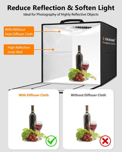 DUCLUS Fotobox 50x50cm – Faltbares Produktfotostudio 216 LED
