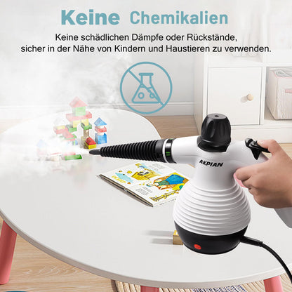 AKPIAN Handdampfreiniger EM-301, 1050 W mit 10-teiligem Zubehörset
