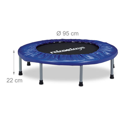Relaxdays Fitness-Trampolin faltbar, Indoor, blau-schwarz