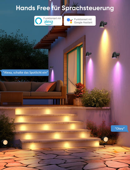 APPECK WiFi Smart Gartenstrahler RGBW – 6 Stück App-Steuerung