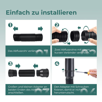 BKITC Fallrohrverlängerung flexibel für 80/100 mm, schwarz, 2 Stück