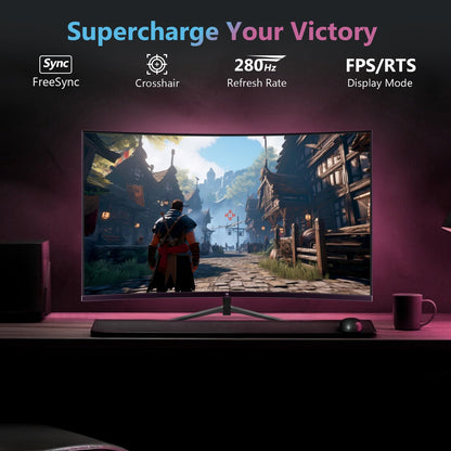 Z-Edge 27 Zoll Curved Gaming Monitor Full HD - 280Hz Schwarz