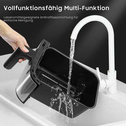 Dual Zone Heissluftfritteuse - Doppelkammer 10L Airfryer mit 2 Körben