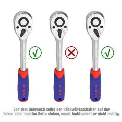 WORKPRO Steckschlüsselsatz 108-teilig – 1/4" 1/2" Knarrenkasten