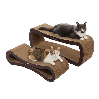 PetRhein XXL Kratzbrett & Liege für Katzen 86x32cm - Braun, großes Wellkarton-Brett zur Krallenpflege und als Ruhezone.