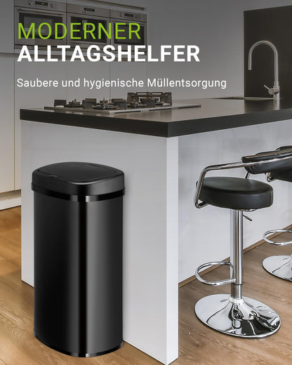 Juskys Abfalleimer Bewegungssensor - Schwarz 60L Edelstahl Eckig