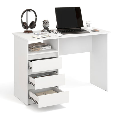 KOMTO Oslo Schreibtisch mit Schubladen - Weiss 110x50 cm