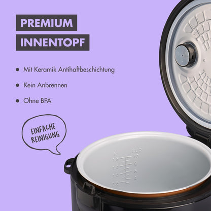 REISHUNGER Reiskocher & Dampfgarer 1.8L - Keramik Schwarz