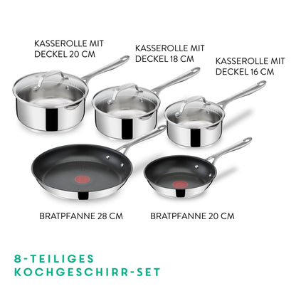 Tefal E304S5 Jamie Oliver Cook's Direct On Pfannenset 8-tlg. Edelstahl