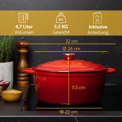 Chefarone Gusseisen Topf Schmortopf - emailliert 26 cm