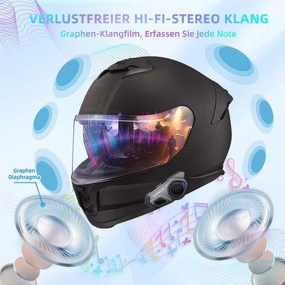 WAYXIN X2 Motorrad Intercom Bluetooth Headset mit FM Radio, 2er-Set