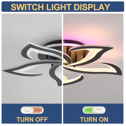 ZAITINZ LED Deckenleuchte 5 Blütenblätter Dimmbar – Schwarz