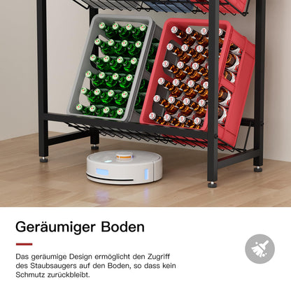 Rainsworth Getränkekistenregal mit Ablage – für 4 Kisten, Schwarz