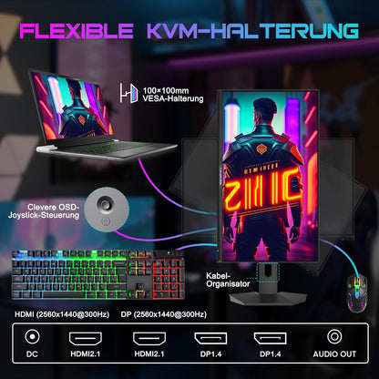 Minifire MFG27F6Q Pro Gaming Monitor 27 Zoll QHD 300Hz Fast-IPS