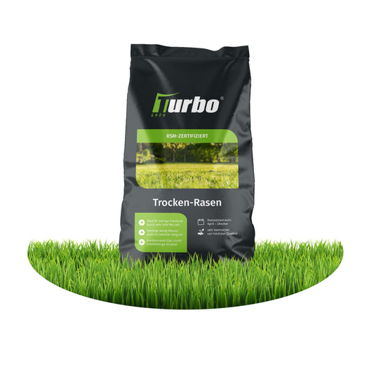 Turbogrün Trockenrasen Rasensamen für sonnige Standorte - 3kg: Braungrüne Samen zur Aussaat. Etabliert Trockenrasen.