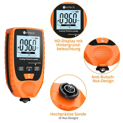 Neoteck Lackdickenmessgerät Auto – Stahl Alu 0-1500μm