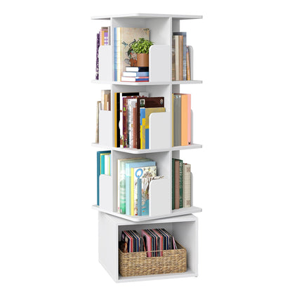 VASAGLE Custos Bücherregal drehbar, 4 Ebenen, Standregal weiss – offene Fächer, Holzspan und MDF
