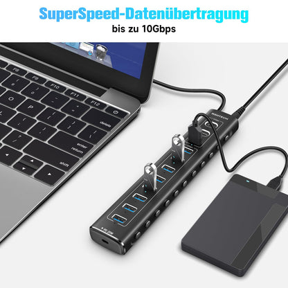 RSHTECH RSH-A11PD USB C Hub aktiv mit Netzteil – 11 Port, 20W PD