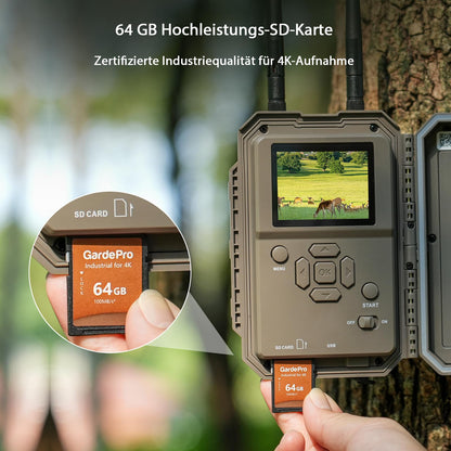 GardePro E8 2.0 Pro Wildkamera mit WLAN, 64MP 4K und 64GB SD-Karte