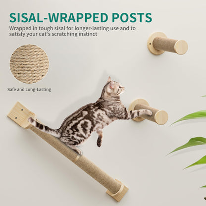 YITAHOME Katzen Kletterwand Set aus Holz – 7-teilige Katzenmöbel