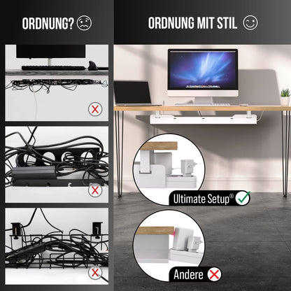 Ultimate Setup® Kabelwanne Schreibtisch – Kabelmanagement Weiss