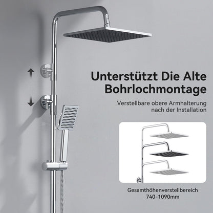 Auralum Duschgarnitur Regendusche Quadratisch 25x25cm ohne Armatur