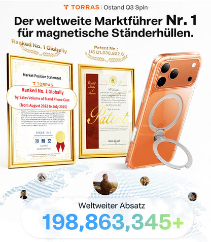 TORRAS Ostand Q3 Spin iPhone 17 Pro Max Hülle mit 360° Ständer